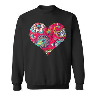 Pink Blue Orange Paisley Heart Love Men Women Sweatshirt Graphic Print Unisex - Seseable