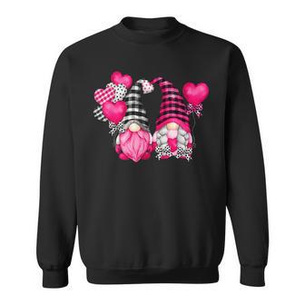 Pink Buffalo Plaid And Heart Balloons Valentines Day Gnome Sweatshirt - Seseable