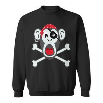 Pirate Monkey | Retro Crossbones Funny Monkey Pirate Men Women Sweatshirt Graphic Print Unisex - Thegiftio UK