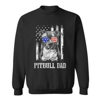 Pitbull Dad American Flag 4Th Of July Dog Fathers Day Mens Sweatshirt - Thegiftio UK