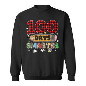 Plaid 100 Days Smarter Leopard 100Th Day Teachers Students Men Women Sweatshirt Graphic Print Unisex - Thegiftio UK