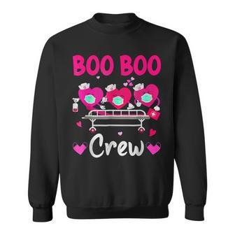 Plaid Boo Boo Crew Valentines Day Heart Nurse Wearing Mask Sweatshirt - Seseable