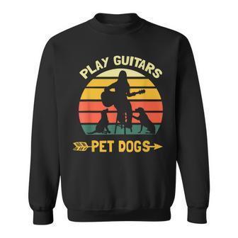 Play Guitars Pet Dogs Funny Guitar Lover Guitarist Vintage Sweatshirt - Seseable