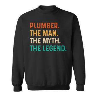 Plumber The Man The Myth The Legend Retro Heating Technician Sweatshirt - Seseable