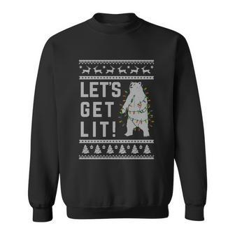 Polar Bear Lets Get Lit Xmas Ugly Christmas Funny Gift Sweatshirt - Monsterry AU