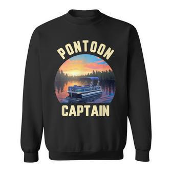 Pontoon Captain Funny Pontoon Lake Boat Sweatshirt | Mazezy