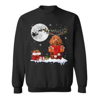 Poodle Christmas Tree Lights Pajama Dog Lover Santa Xmas Men Women Sweatshirt Graphic Print Unisex - Seseable