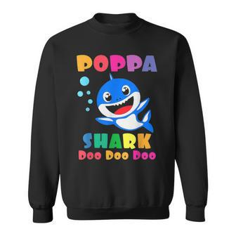 Poppa Shark Funny Fathers Day Gift For Mens Dad Sweatshirt - Seseable