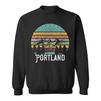 Portland Oregon Vintage Mountain 70S 80S Retro Gift Sweatshirt - Seseable