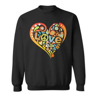 Pretty 60S 70S Hippie Peace Love Heart Peace Sign Sweatshirt | Mazezy