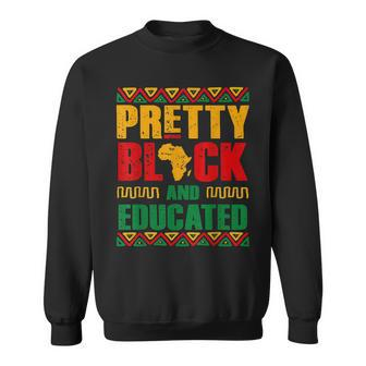 Pretty Black And Educated Women African Map Black History Sweatshirt - Seseable