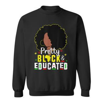 Pretty Black Girl Afro Women Black & Educated History Month V2 Sweatshirt - Seseable