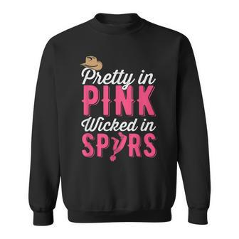Pretty In Pink Wicked In Spurs Country Cowgirl T Sweatshirt | Mazezy