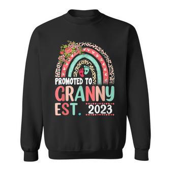Promoted To Granny Est 2023 Leopard Rainbow Mothers Day Sweatshirt - Seseable