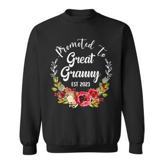 Promoted To Granny Est 2023 Women Flower First Time Mom Sweatshirt - Seseable