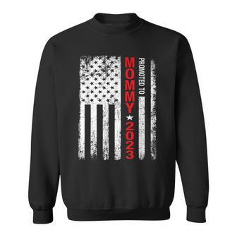 Promoted To Mommy Est 2023 Mothers Day New Mama Us Flag Sweatshirt - Seseable