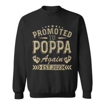 Promoted To Poppa Again 2023 Soon To Be Dad Fathers Day Sweatshirt - Thegiftio UK