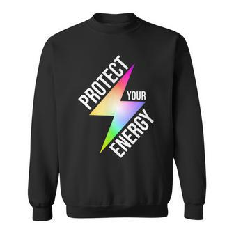 Protect Your Energy Colorful Lightning Bolt Men Women Sweatshirt Graphic Print Unisex - Thegiftio UK