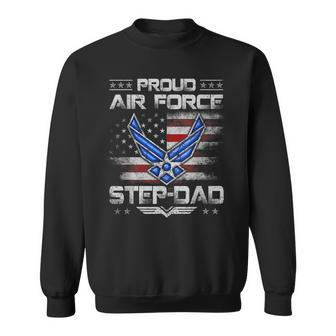 Proud Air Force Step-Dad Veteran Vintage Flag Veterans Day Sweatshirt - Seseable