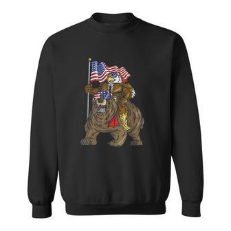 Proud American Bald Eagle Bear 4Th July Flag Christmas Gift Men Women Sweatshirt Graphic Print Unisex - Thegiftio UK