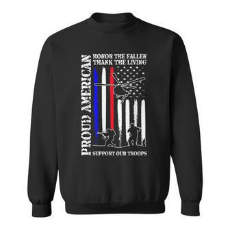 Proud American Honor The Fallen Thank You Veterans Retro Sweatshirt - Seseable