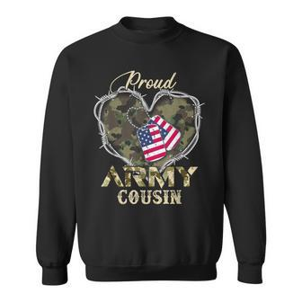 Proud Army Cousin With Heart American Flag For Veteran Sweatshirt - Seseable