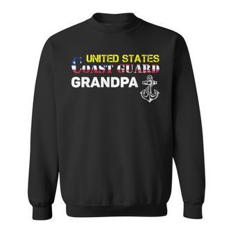 Proud Coast Guard Grandpa American Flag Father Gift Sweatshirt - Seseable