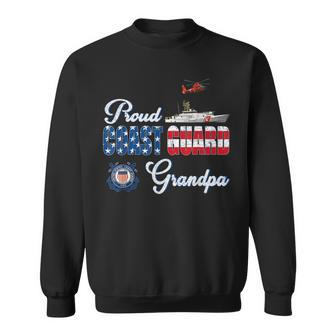 Proud Coast Guard Grandpa Us Military Fathers Day Men Sweatshirt - Seseable