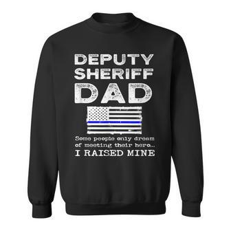 Proud Deputy Sheriff Dad Father Thin Blue Line American Flag Sweatshirt - Seseable