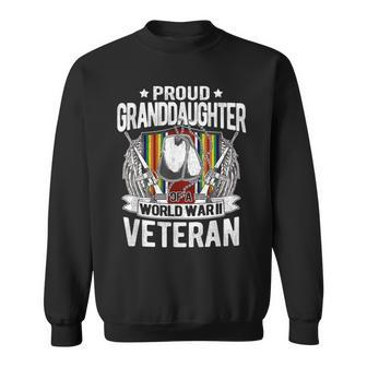 Proud Granddaughter Of A World War 2 Veteran Military Family V2 Men Women Sweatshirt Graphic Print Unisex - Seseable