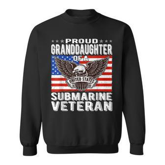 Proud Granddaughter Of Submarine Veteran Patriotic Military Men Women Sweatshirt Graphic Print Unisex - Seseable