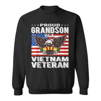 Proud Grandson Of A Vietnam Veteran - Military Family Gifts Men Women Sweatshirt Graphic Print Unisex - Seseable