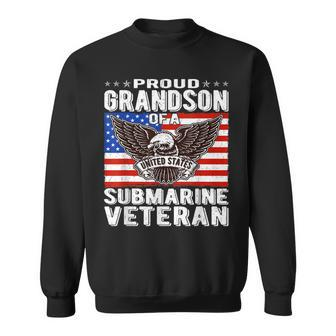 Proud Grandson Of Submarine Veteran Patriotic Military Gifts Men Women Sweatshirt Graphic Print Unisex - Seseable