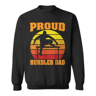 Proud Hurdler Dad Vintage Retro Sunset Track And Field Son Sweatshirt - Seseable