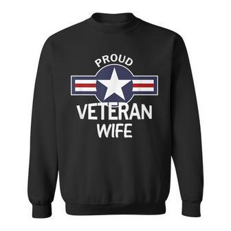 Proud Military Veteran Wife Vintage Aircraft Roundel Men Women Sweatshirt Graphic Print Unisex - Seseable