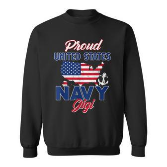 Proud Navy Gigi Us Flag Family S Army Military Men Women Sweatshirt Graphic Print Unisex - Seseable