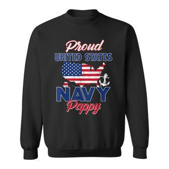 Proud Navy Pappy Us Flag Family S Army Military Men Women Sweatshirt Graphic Print Unisex - Seseable