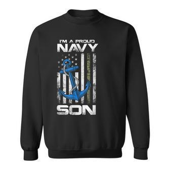 Proud Navy Son American Flag Vintage Sweatshirt - Seseable