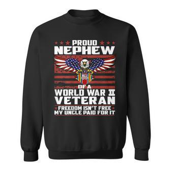 Proud Nephew Of A World War 2 Veteran Ribbon Patriotic Gift Men Women Sweatshirt Graphic Print Unisex - Seseable