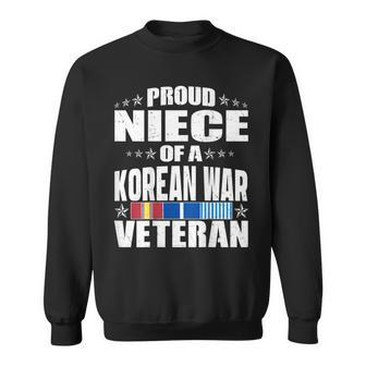 Proud Niece Of A Korea Veteran Military Veterans Family Gift Men Women Sweatshirt Graphic Print Unisex - Seseable