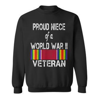 Proud Niece Of A World War Ii Veteran Us Military Men Women Sweatshirt Graphic Print Unisex - Seseable