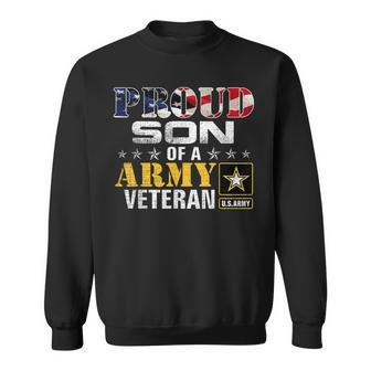 Proud Son Of A Army Veteran American Flag Military Gift Sweatshirt - Seseable