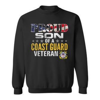 Proud Son Of A Coast Guard Veteran American Flag Military Sweatshirt - Seseable
