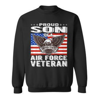 Proud Son Of A Us Air Force Veteran Patriotic Military Child Men Women Sweatshirt Graphic Print Unisex - Seseable