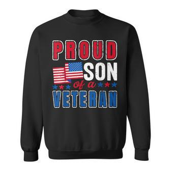 Proud Son Of A Veteran Patriotic Veterans Day Usa Flag Sweatshirt - Seseable