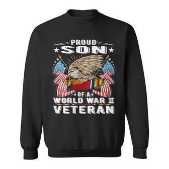 Proud Son Of A World War 2 Veteran Military Vets Child Gift Men Women Sweatshirt Graphic Print Unisex - Seseable