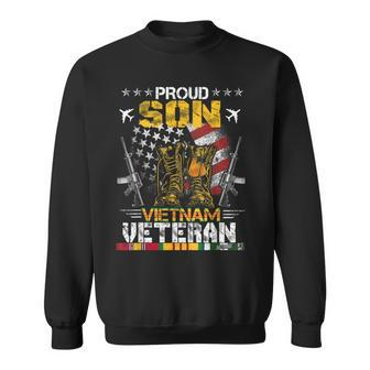 Proud Son Of Vietnam Veteran Us Flag Gifts Proud Veteran Sweatshirt - Seseable