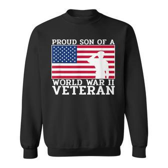 Proud Son Of World War 2 Veteran | Military Family Gift Men Women Sweatshirt Graphic Print Unisex - Seseable