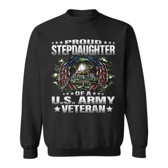 Proud Stepdaughter Of A Us Army Veteran Military Family Men Women Sweatshirt Graphic Print Unisex - Seseable
