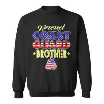 Proud Us Coast Guard Brother Dog Tags Military Sibling Gift Sweatshirt - Seseable